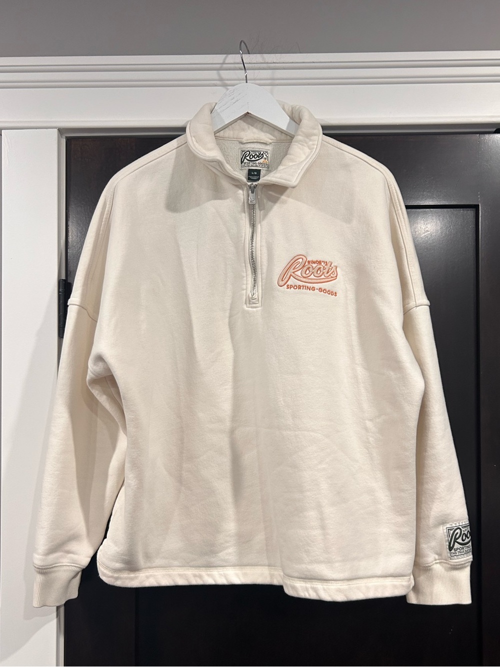 Roots Size Large Women's 1/4 Zip Collared Sweatshirt